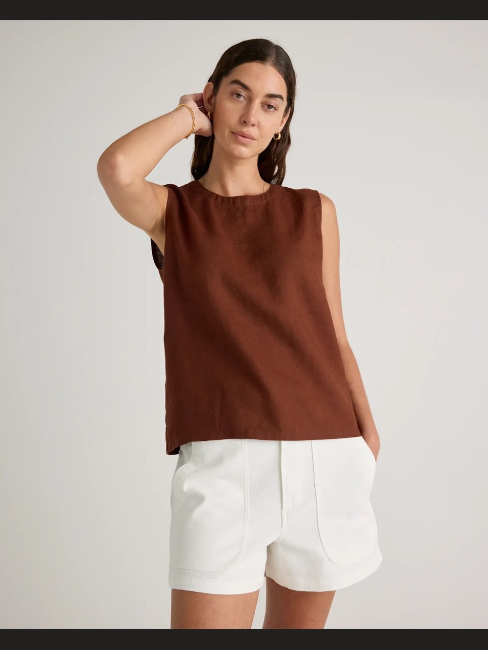Quince organic stretch twill utility shorts Ivory